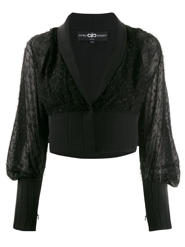 Avaro Figlio embellished sheer crop blouse - Black