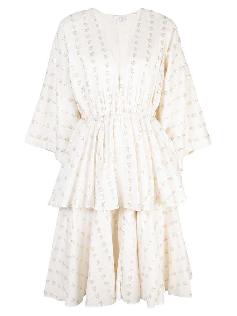 Rhode Resort patterned layered dress - White
