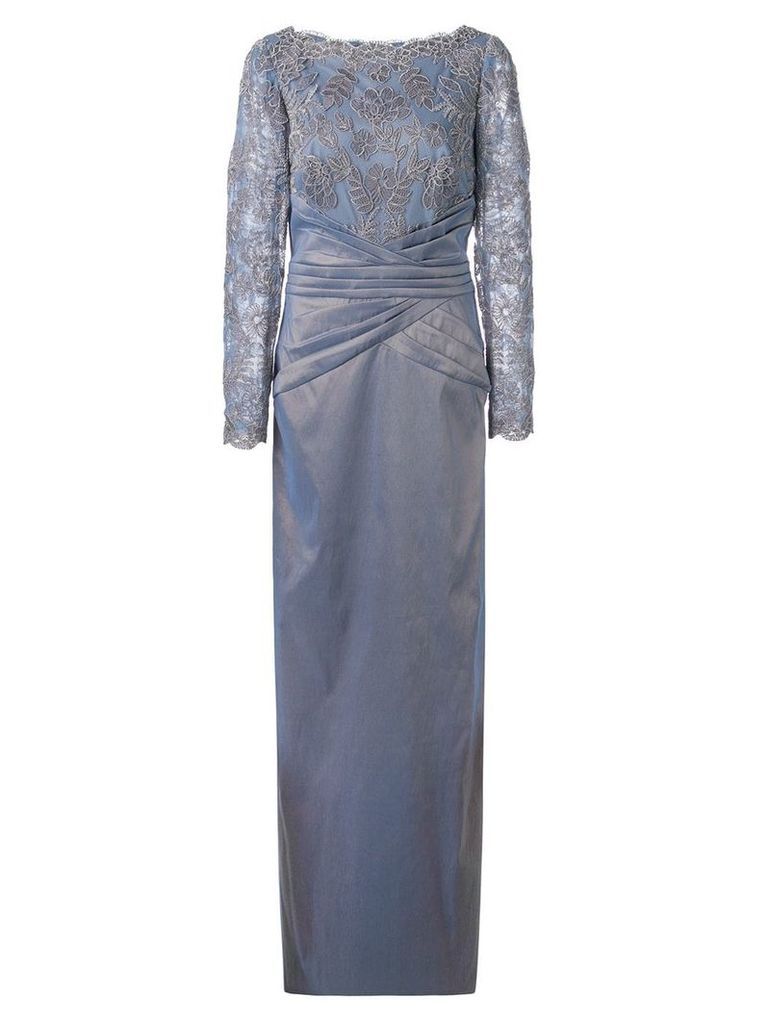 Tadashi Shoji lace constructed gown - Grey