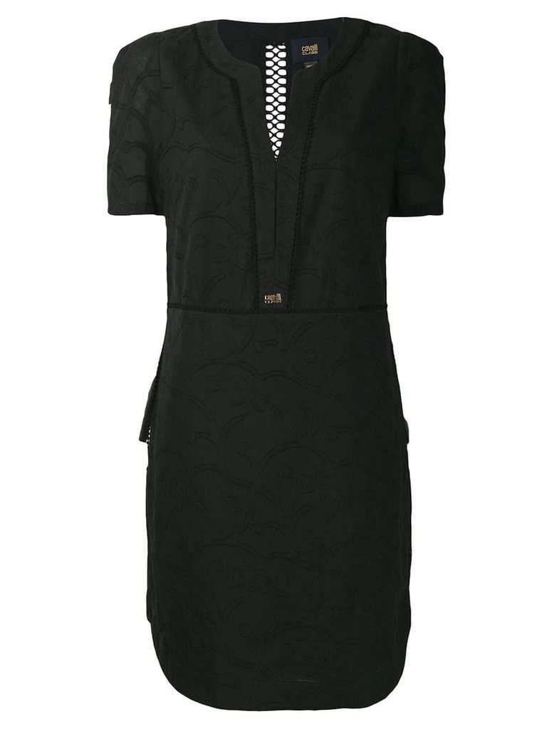 Cavalli Class embroidered floral dress - Black