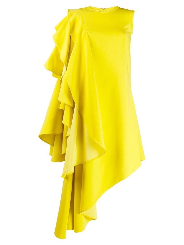 Robert Wun ruffled asymmetric dress - Yellow