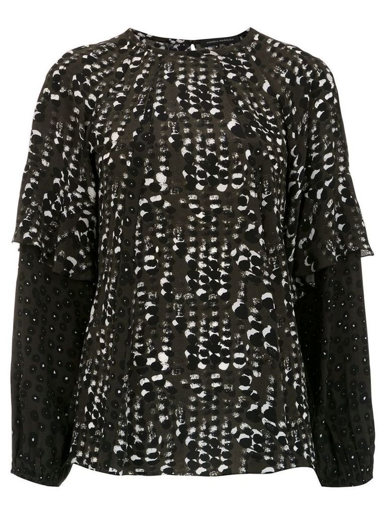 Andrea Marques printed long sleeved top - Black