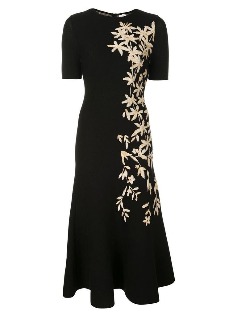 Oscar de la Renta floral print knitted midi dress - Black