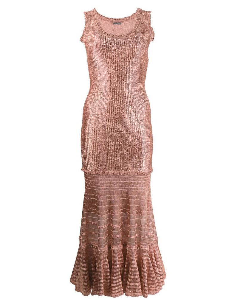 Alexander McQueen laddered knit midi dress - Pink