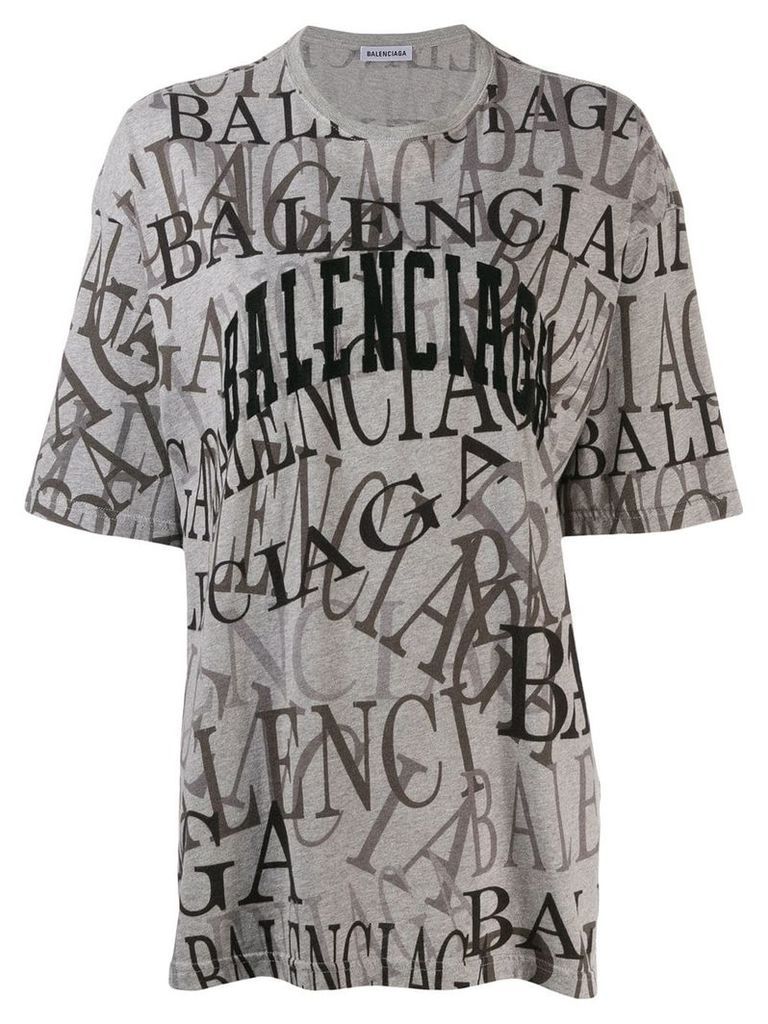 Balenciaga all over logo T-shirt - Grey