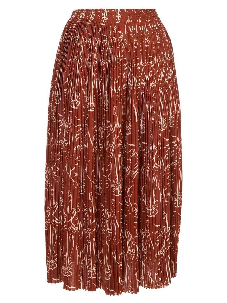 Nina Ricci printed pleated skirt - Brown