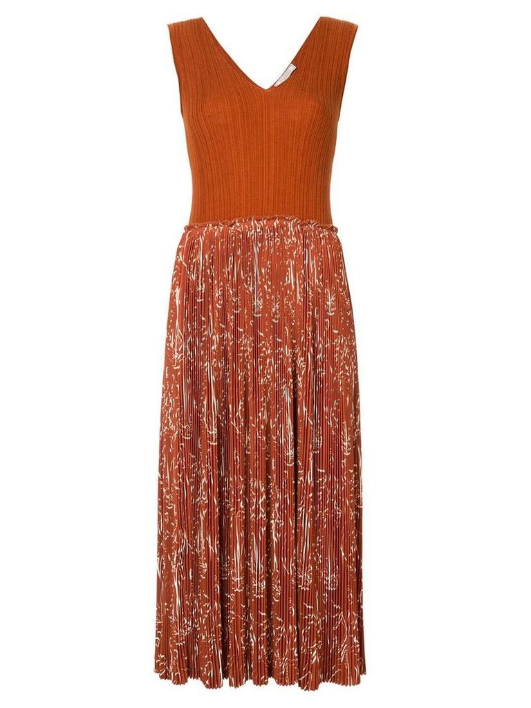 Nina Ricci pleated printed dress - Brown