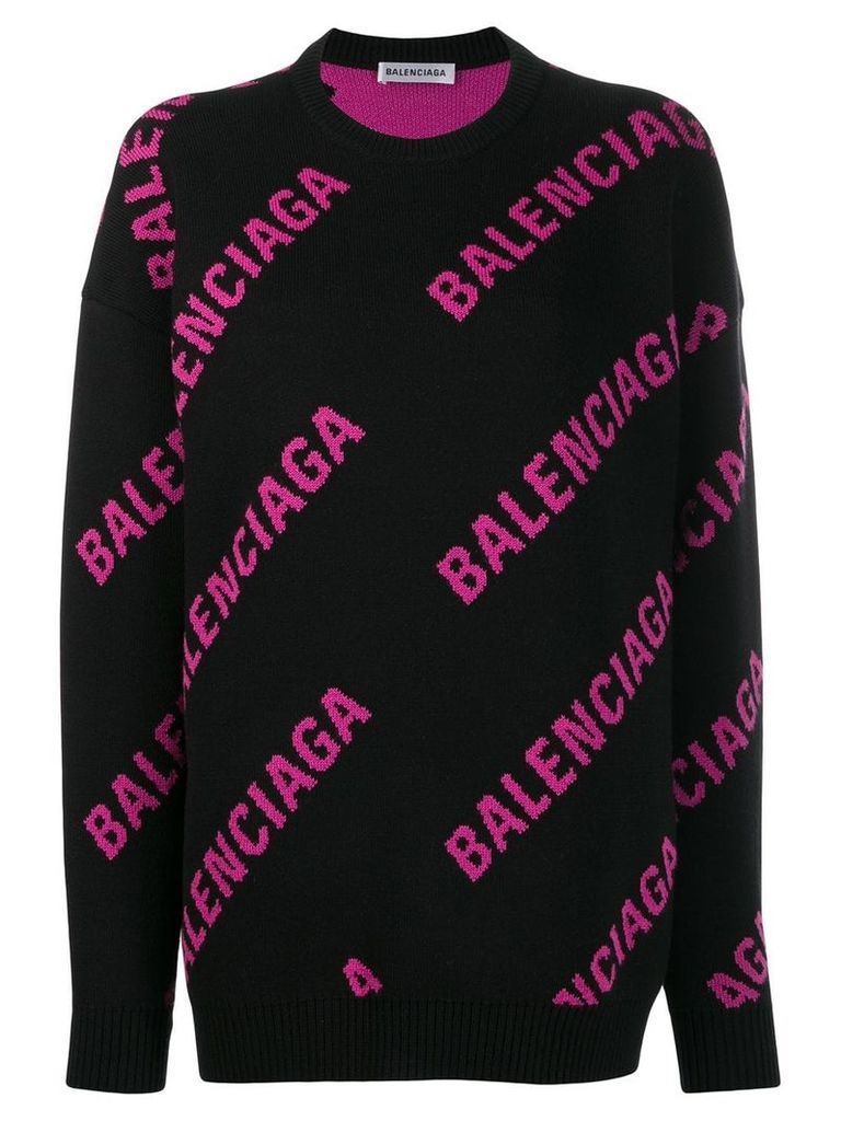 Balenciaga logo crew neck sweatshirt - Black