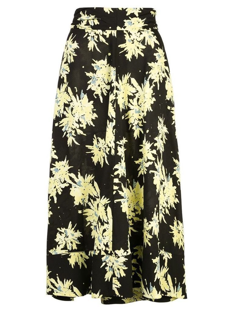 Proenza Schouler Splatter Floral Seamed Skirt - Black
