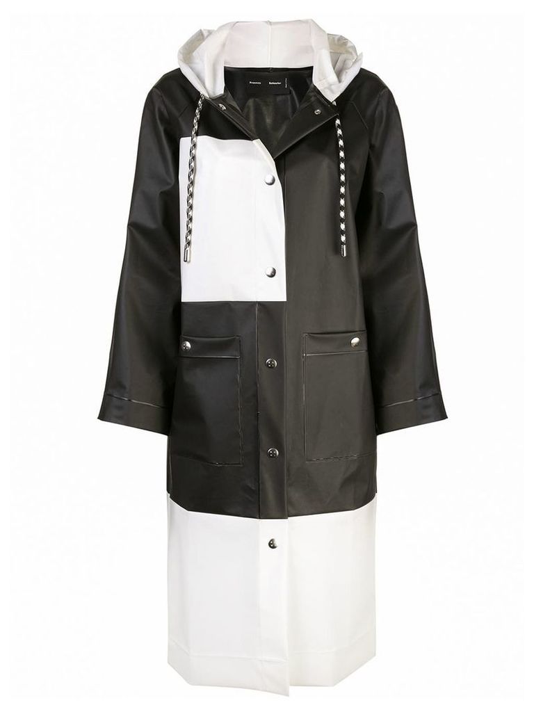 Proenza Schouler White Label PSWL Colorblocked Long Raincoat - Black