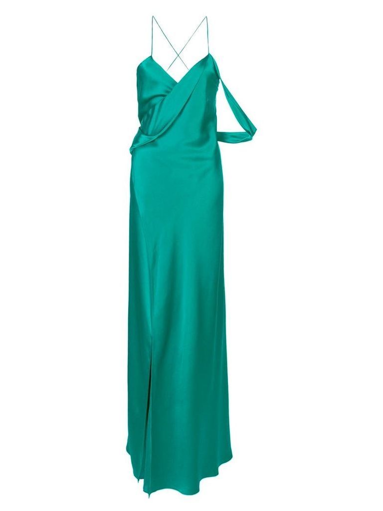 Michelle Mason strappy wrap cowl gown - Green