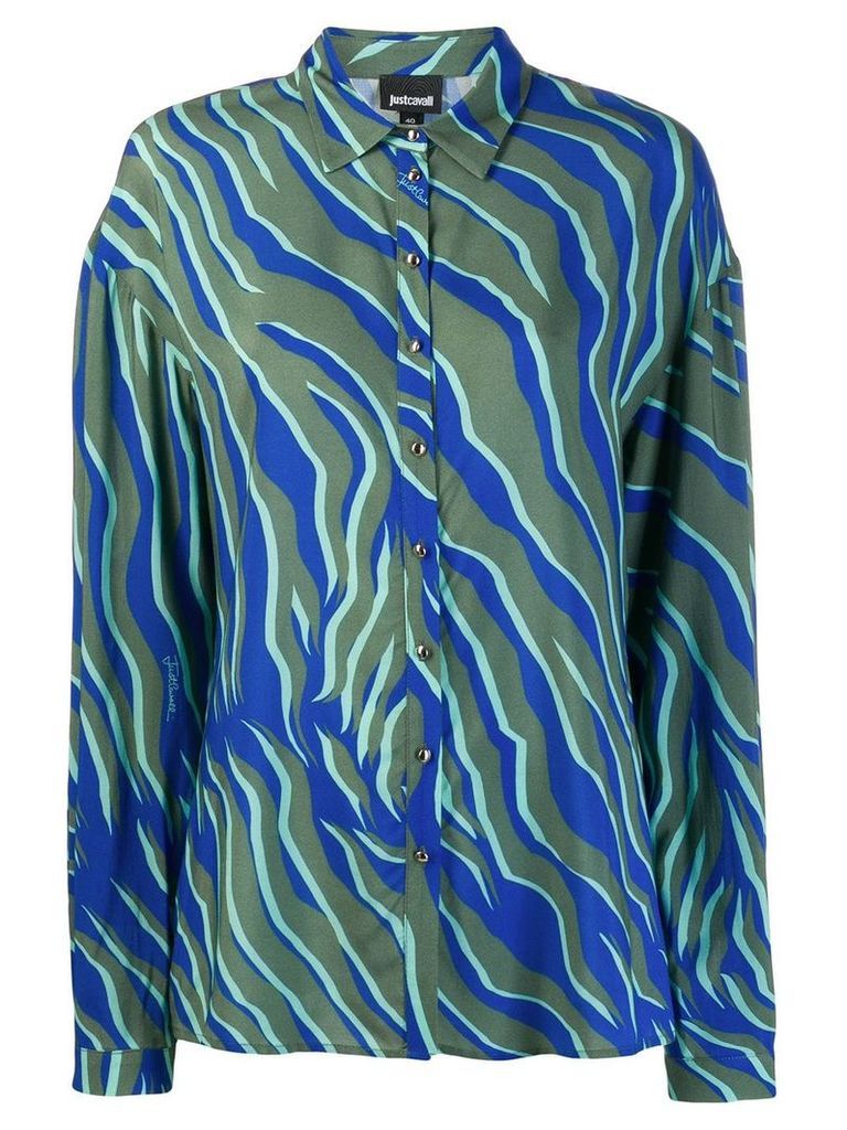 Just Cavalli zebra print oversized shirt - Blue