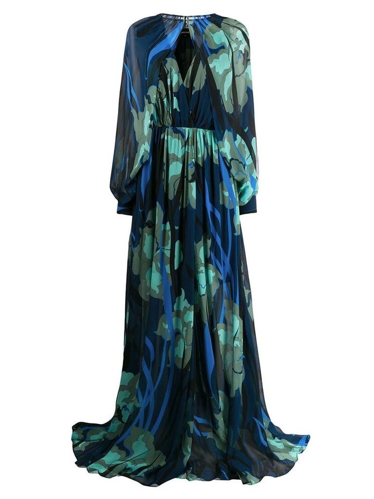 Just Cavalli floral print gown with removable sleeve bolero - Blue