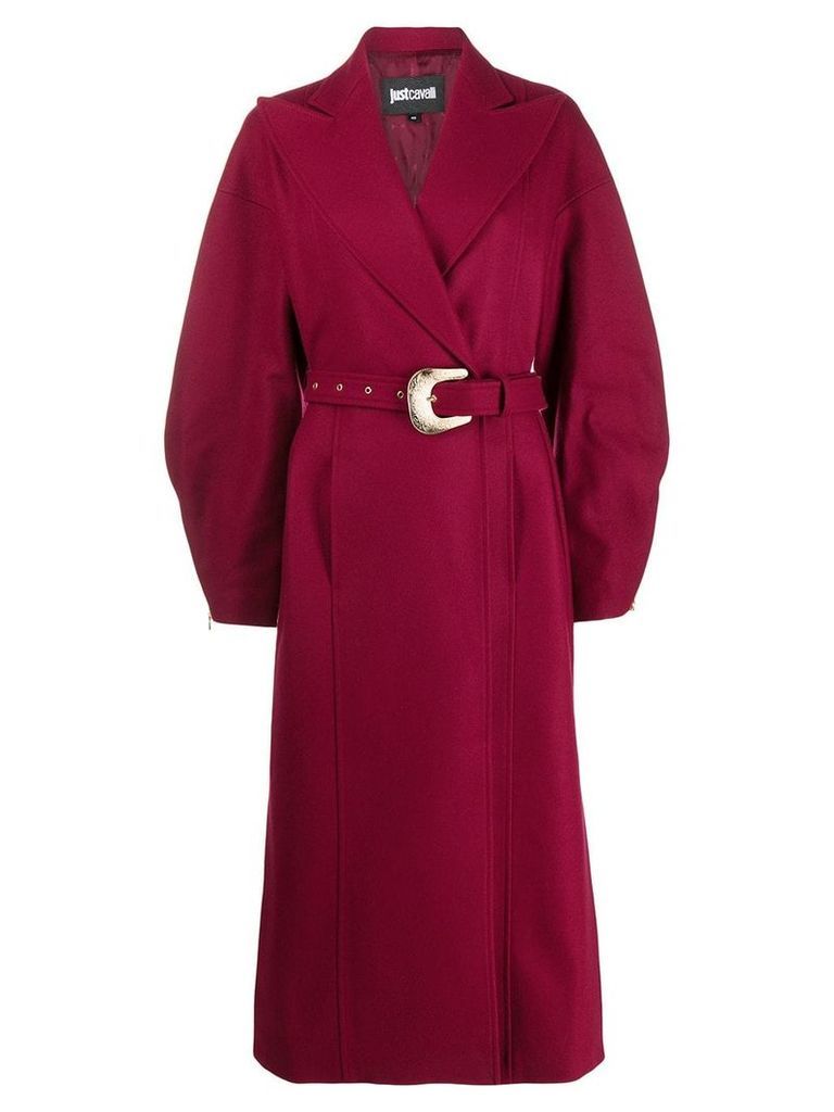 Just Cavalli long belted coat - Red