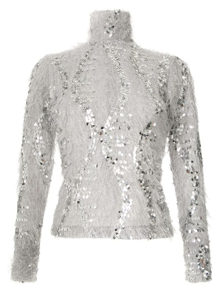 Gloria Coelho sequinned fuzzy blouse - Silver