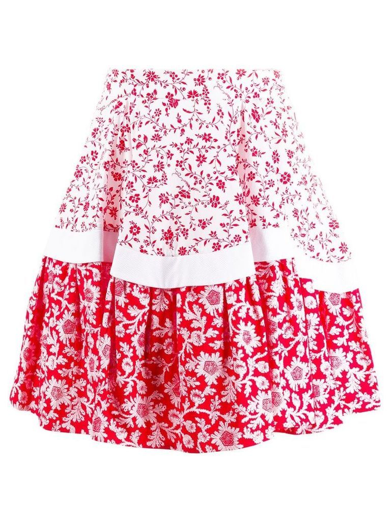 Alexander McQueen floral A-line skirt - Red