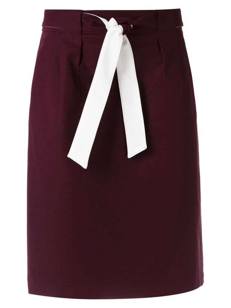 Egrey belted straight skirt - Red