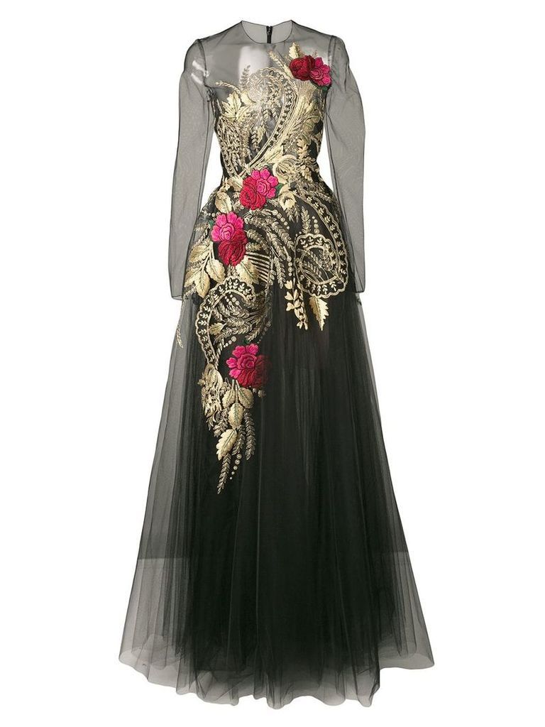Oscar de la Renta structured golden gown - Black