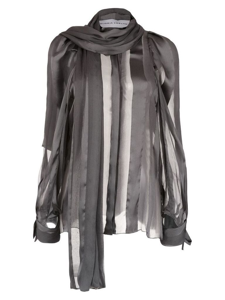 Gloria Coelho sheer blouse with scarf - Grey