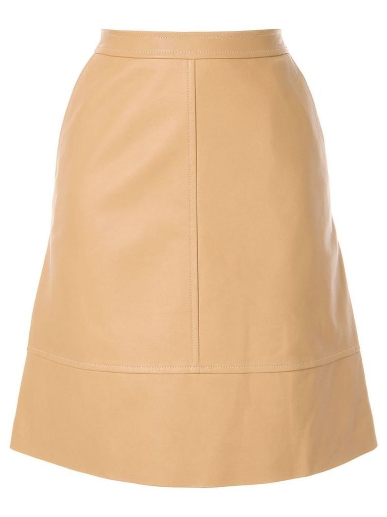 Nina Ricci plain leather skirt - Brown