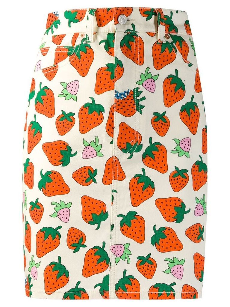 Gucci Denim skirt with Gucci Strawberry - NEUTRALS