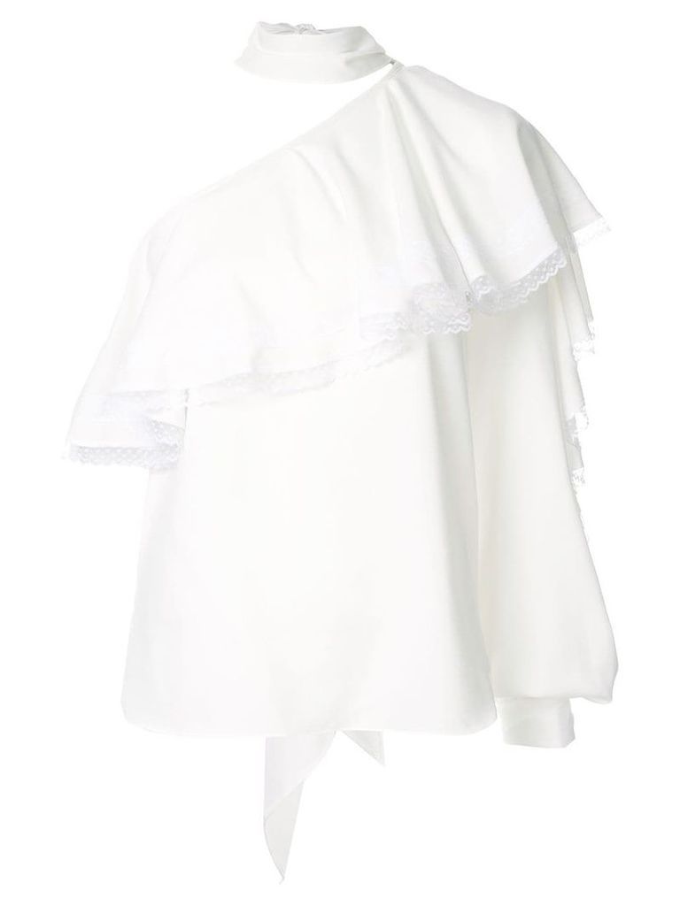 Ingie Paris ruffled one-shoulder blouse - White