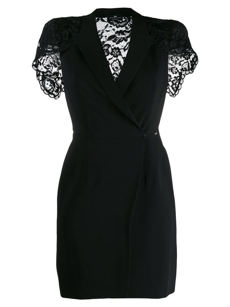 Elisabetta Franchi lace back mini wrap dress - Black
