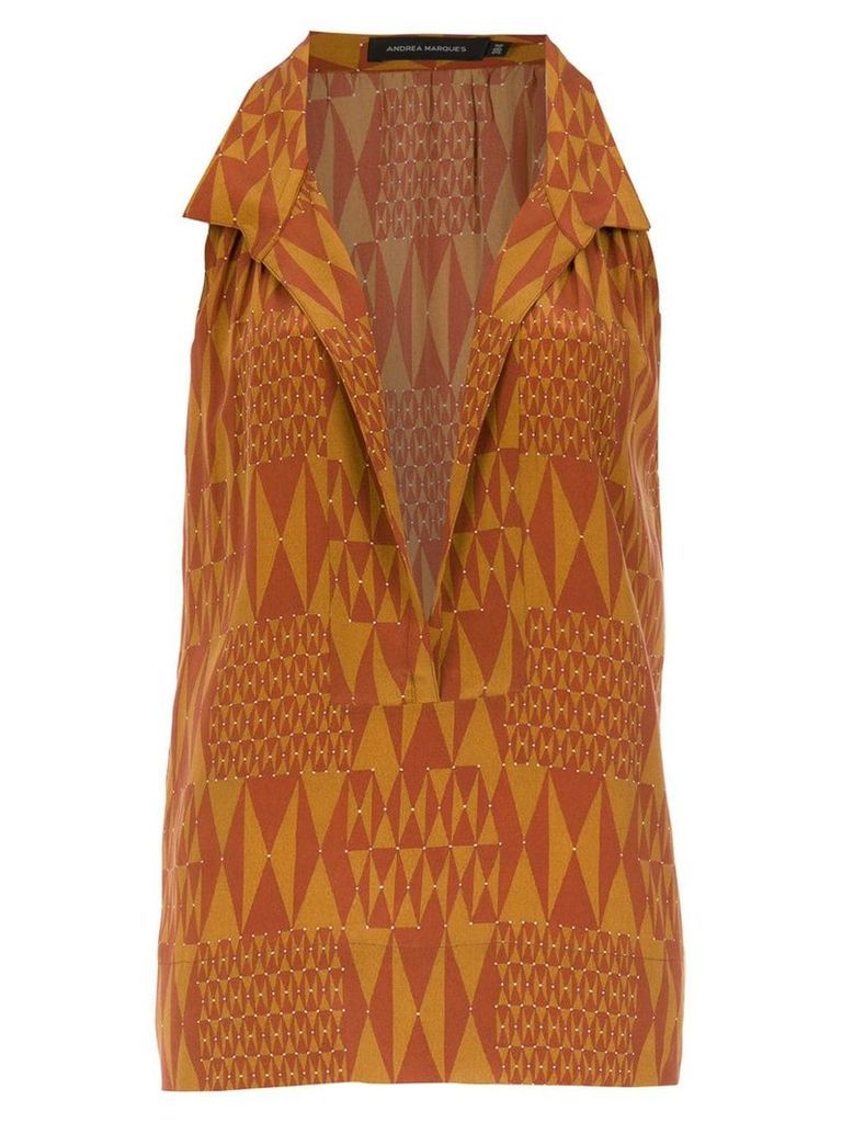 Andrea Marques silk printed blouse - Brown
