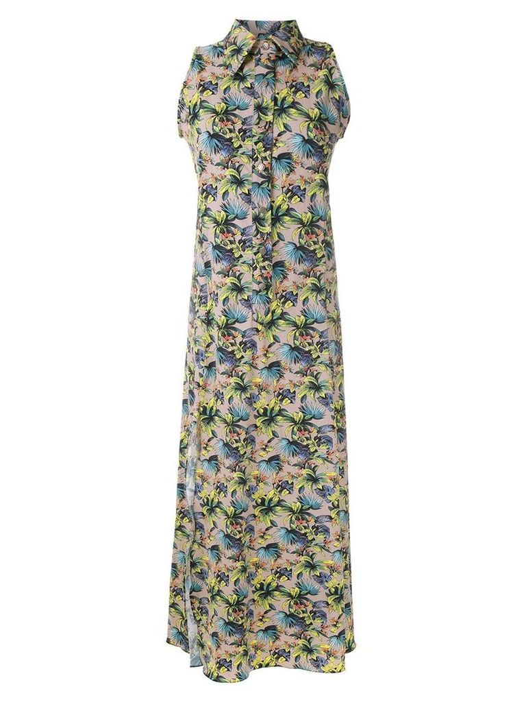 Amir Slama sleeveless floral shirt dress - NEUTRALS