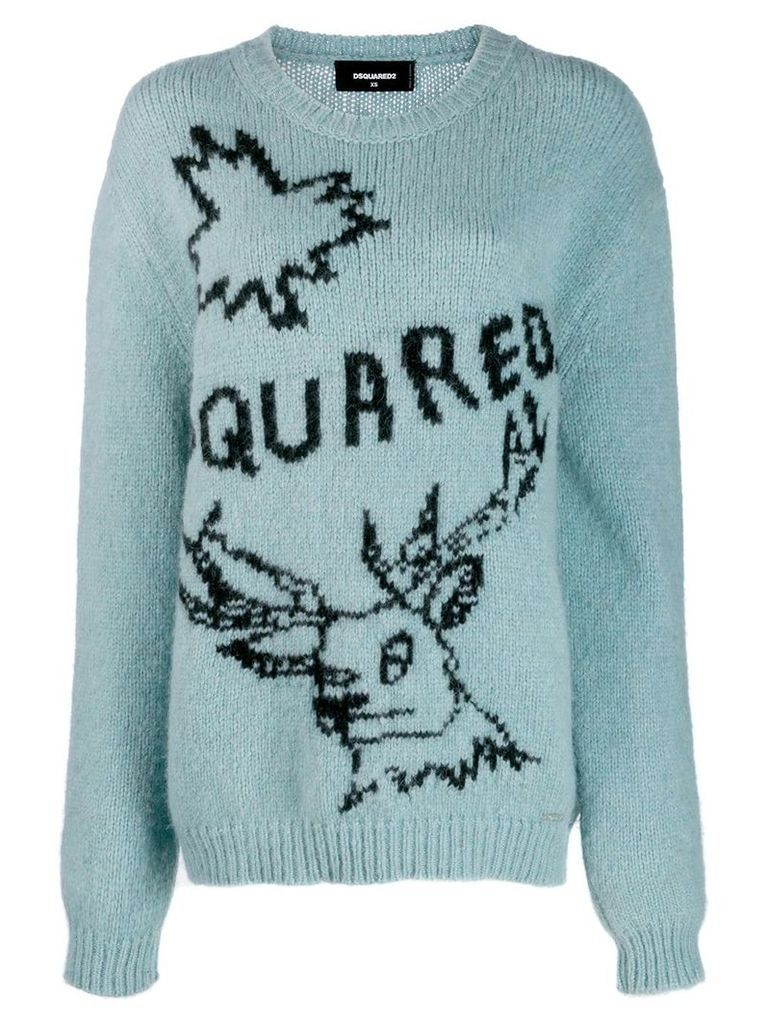Dsquared2 oversized embroidered motif sweater - Blue