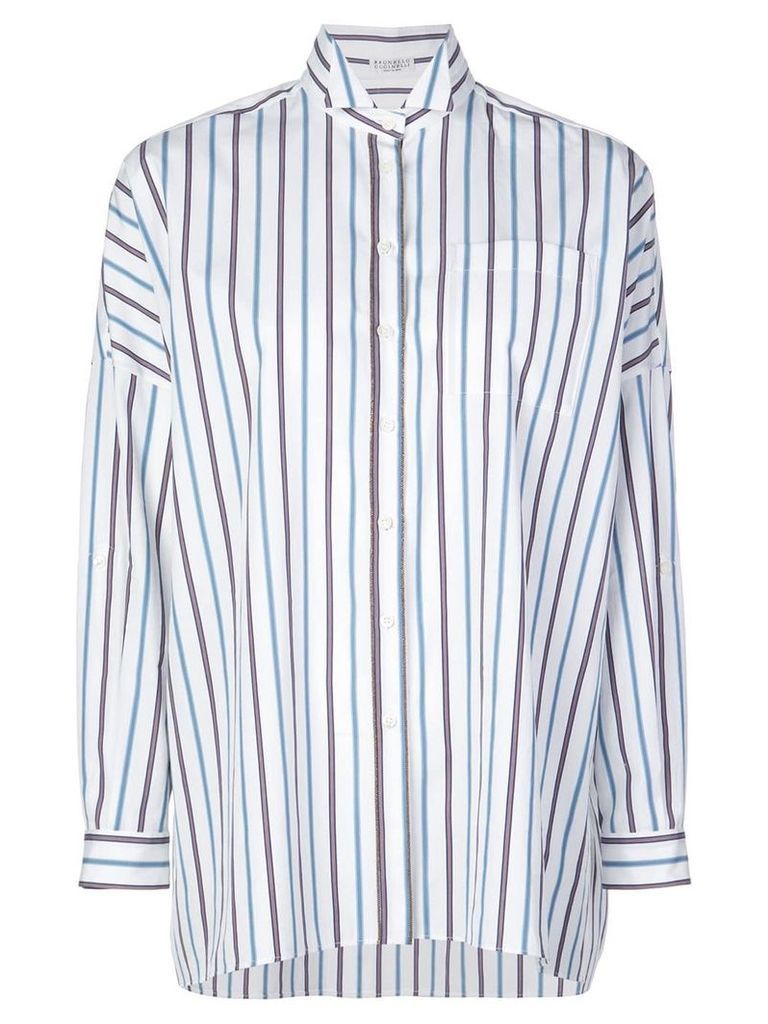 Brunello Cucinelli oversized striped shirt - White