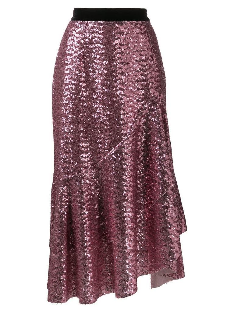 In The Mood For Love Bony sequin asymmetric skirt - PINK
