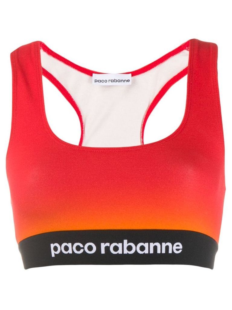 Paco Rabanne cropped colour-block top - Red