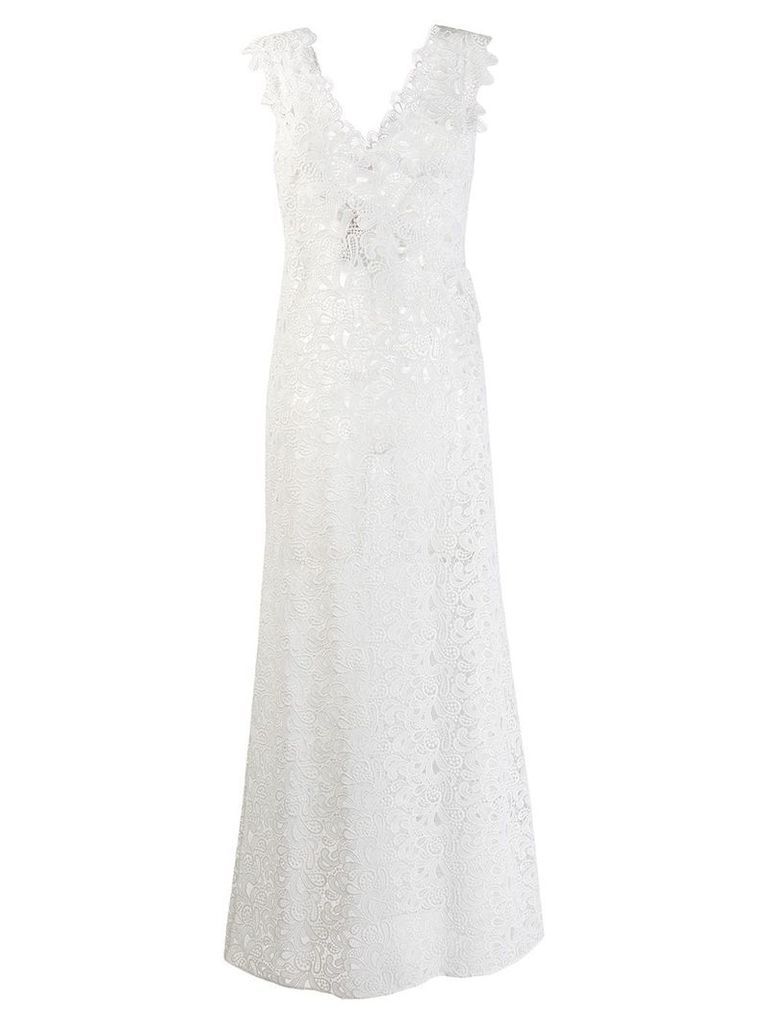 Ermanno Scervino long embroidered floral dress - White