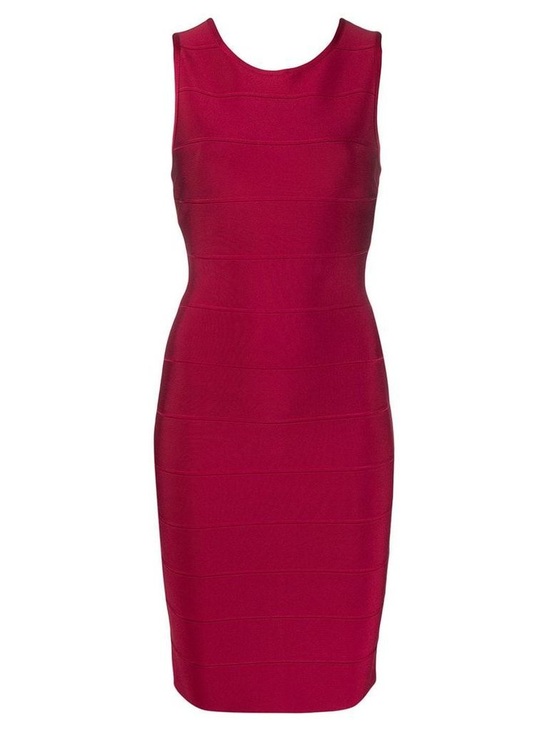 Hervé Léger fitted midi dress - Red
