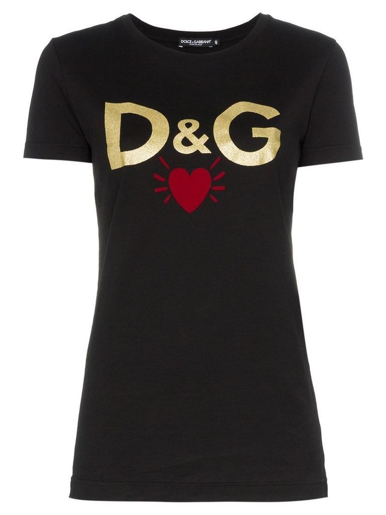 Dolce & Gabbana logo heart print T-shirt - Black