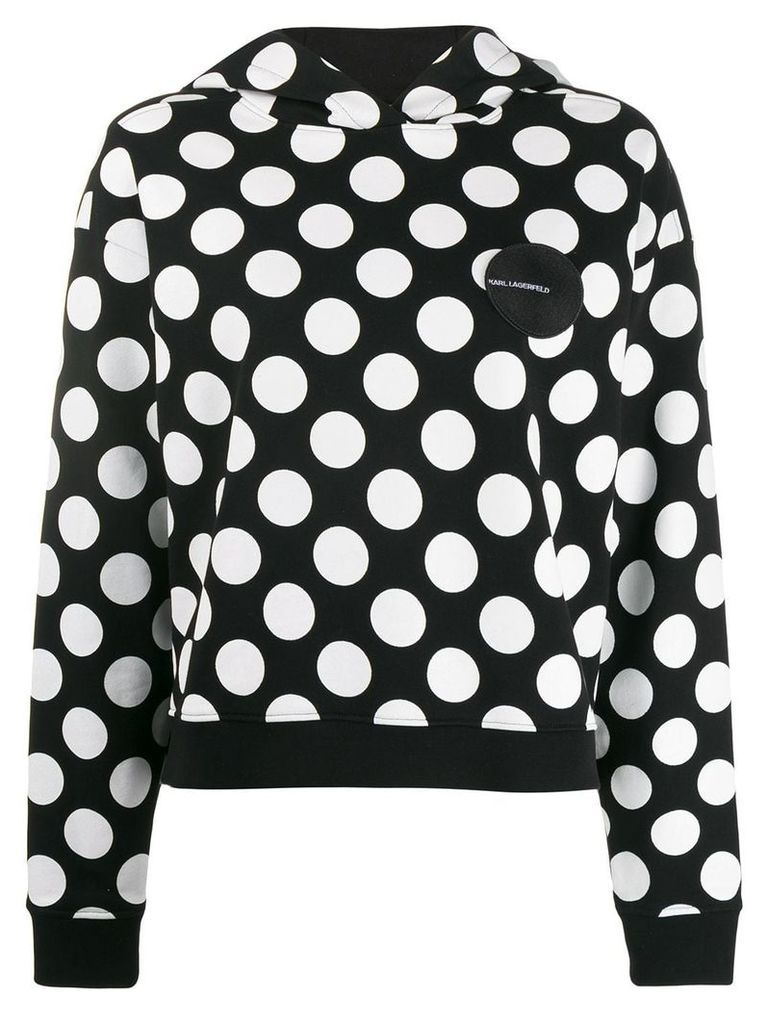 Karl Lagerfeld logo patch dotted hoodie - Black