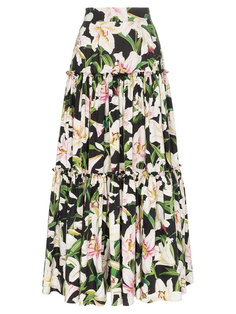 Dolce & Gabbana tiered floral print skirt - Black