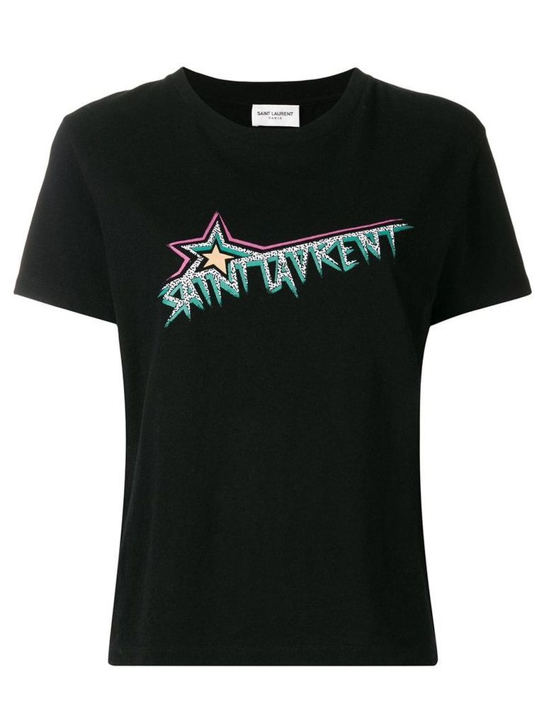 Saint Laurent star logo printed T-shirt - Black