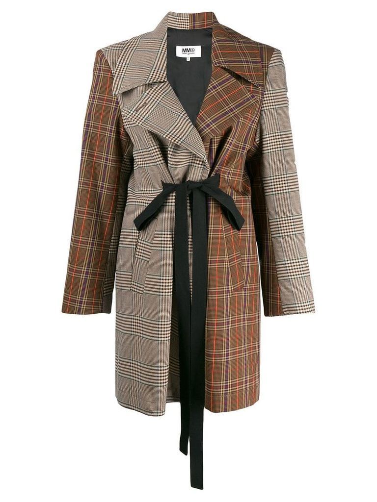 Mm6 Maison Margiela patchwork tweed coat - Brown