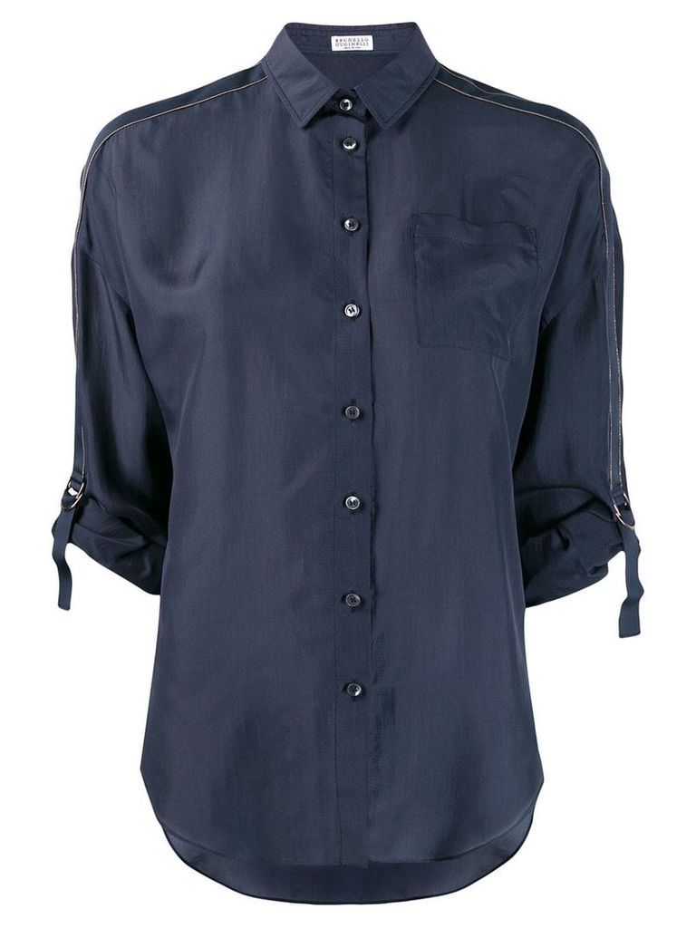 Brunello Cucinelli tailored buckle sleeved shirt - Blue