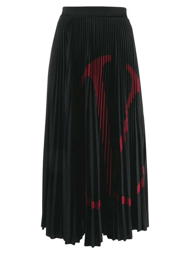 Valentino VLOGO print pleated skirt - Black