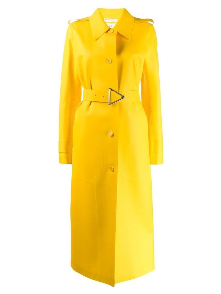 Bottega Veneta long belted raincoat - Yellow