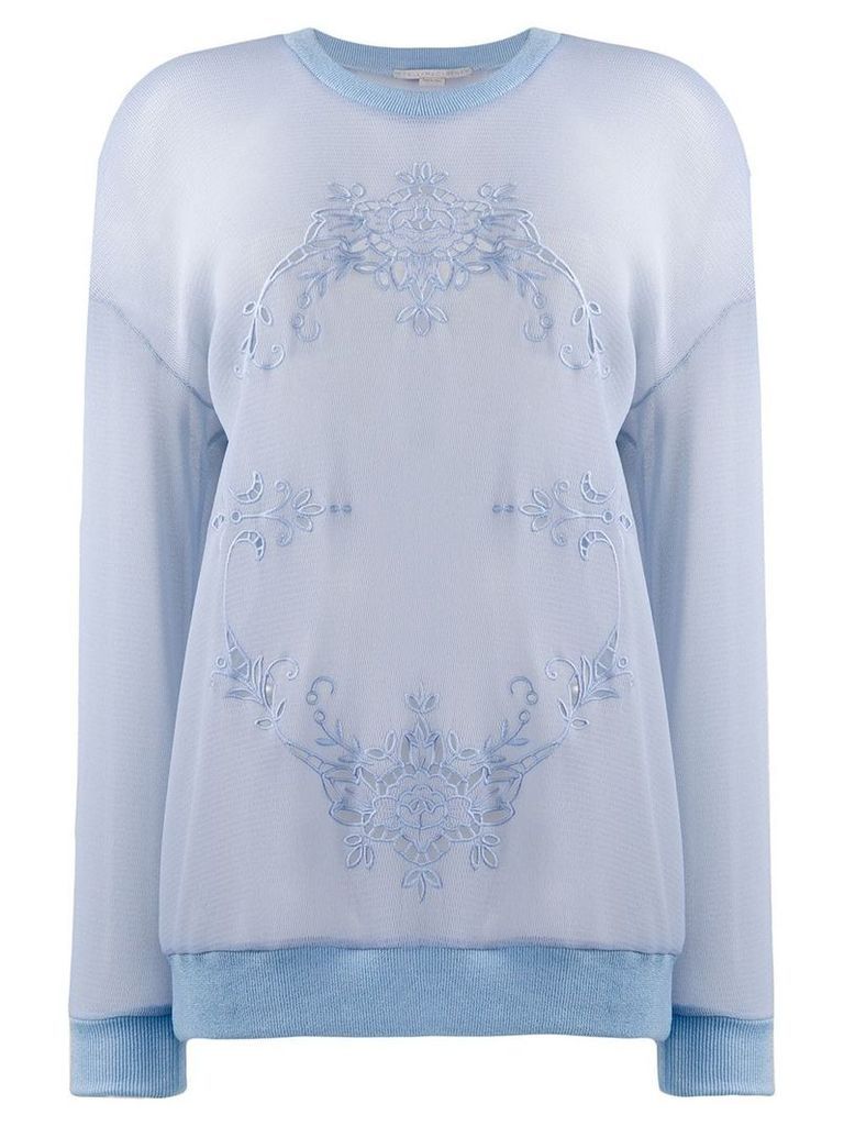 Stella McCartney mesh floral embroidery sweatshirt - Blue