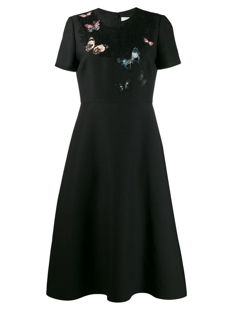 Valentino embroidered crêpe couture dress - Black