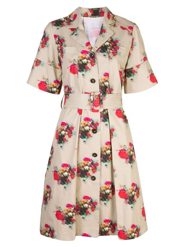 Adam Lippes floral print belted dress - Brown