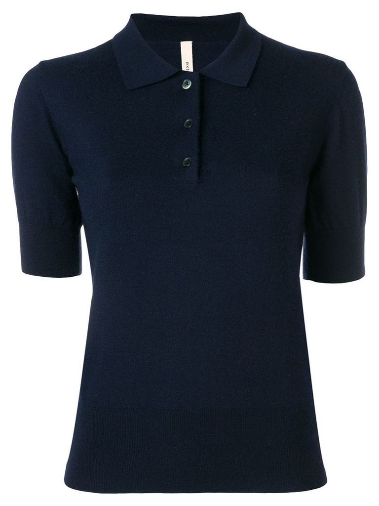 Extreme Cashmere fine knitted polo top - Blue