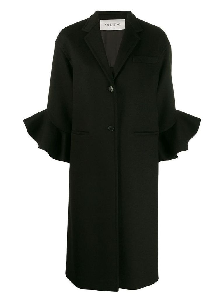 Valentino ruffle sleeve coat - Black