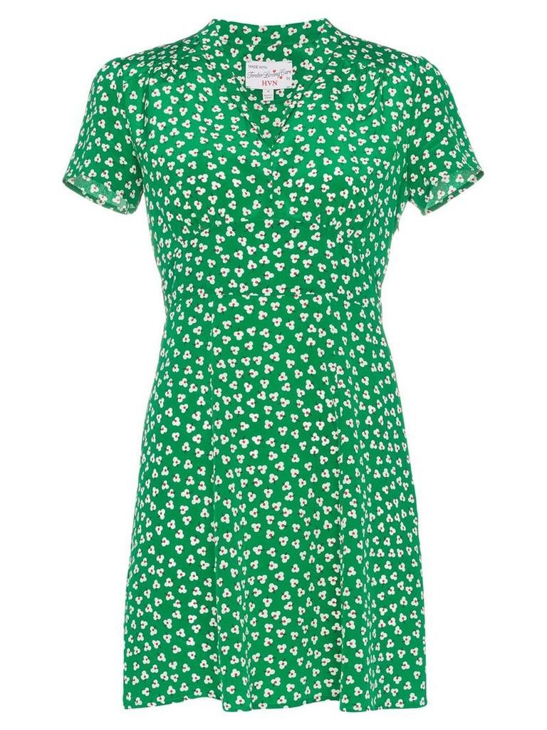 HVN Morgan floral print mini dress - Green