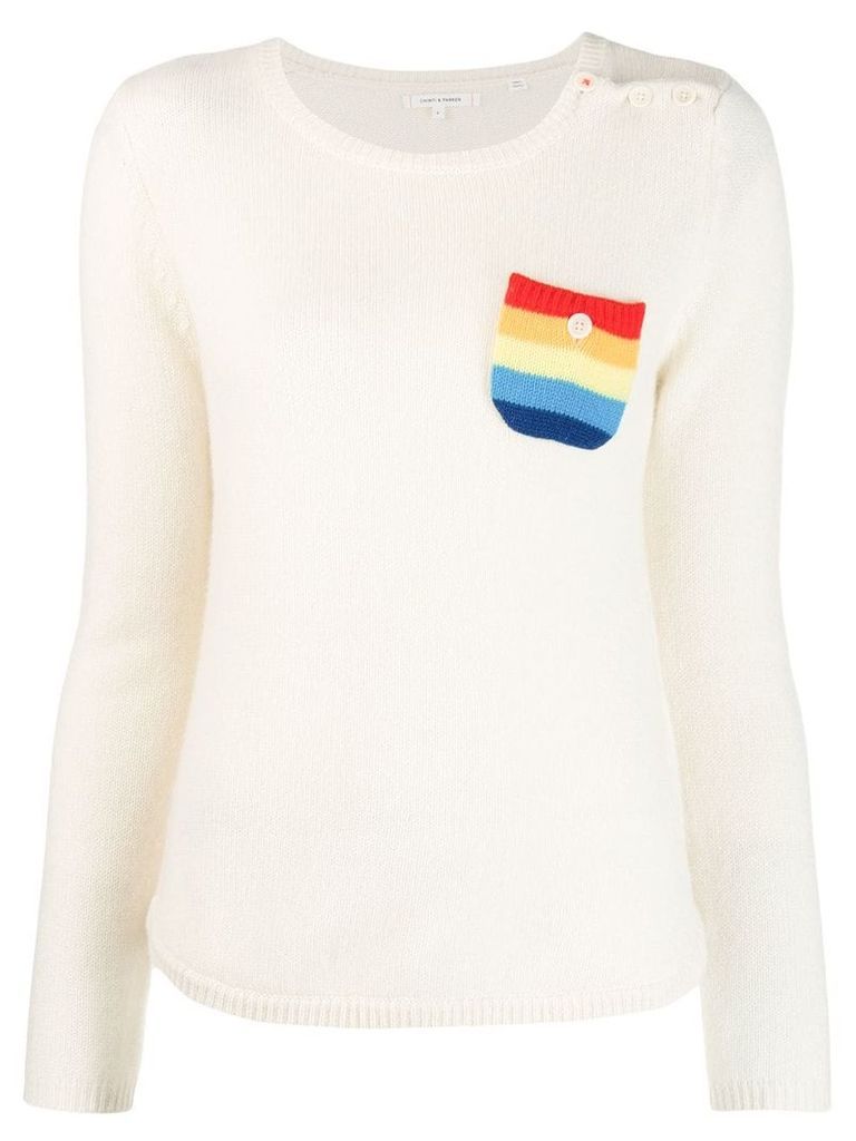 Chinti and Parker rainbow pocket sweater - White